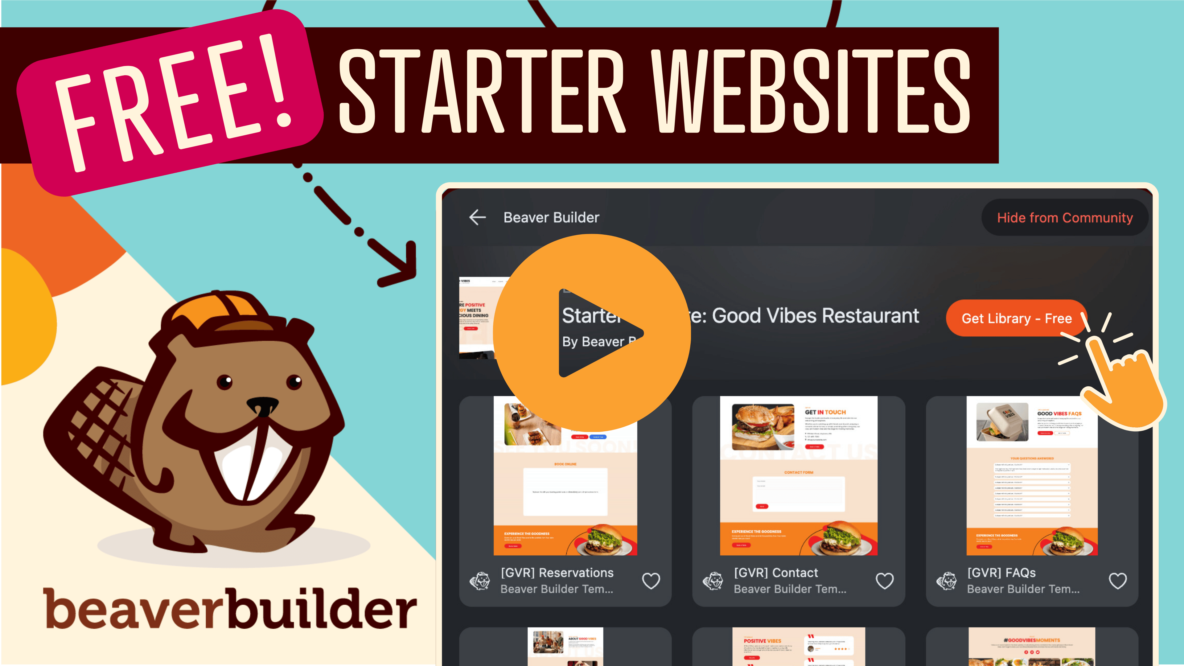 how to import free starter websites for beaver builder play button